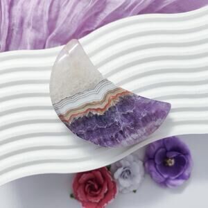 Amethyst Crazy Lace Agate Moon Crystal Carving Serenity Crystals